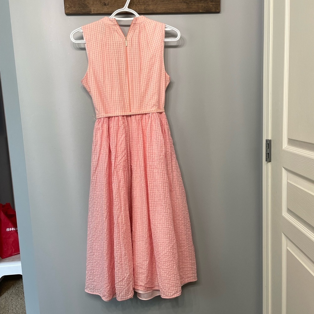 Kate Spade Midi Dress size 2 pink and white checker pattern with pockets! - Picture 7 of 9
